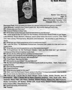 Tyler Wozney, Raceway News Profile 2003