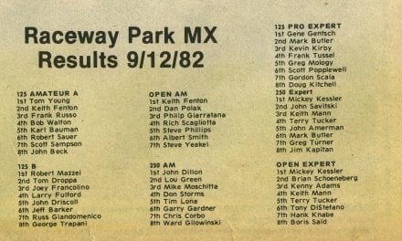 Raceway Park Motocross Results 9/12/82