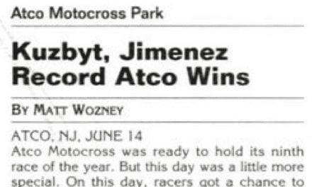 Atco MX Results – 6/14/03