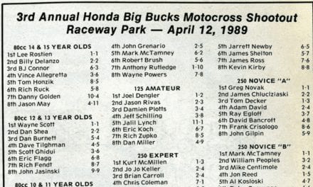 Raceway Park Results from 4/12/89