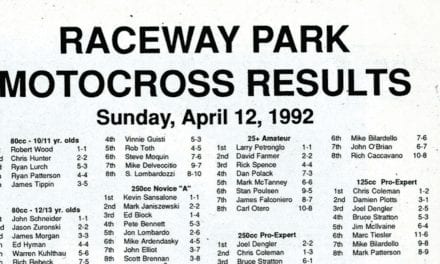 RACEWAY PARK RESULTS FROM 4/12/92