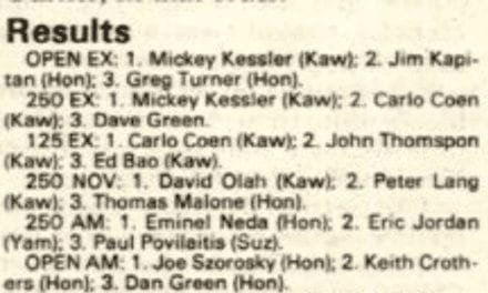 Raceway Park Results from 5/11/86