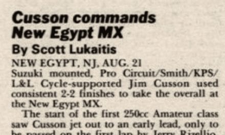 New Egypt MX Results from 8/21/88