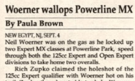 Powerline Park Results from 9/4/93