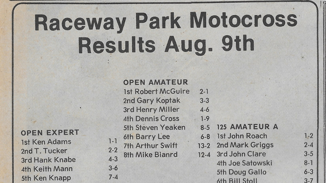 Raceway Park Results – 08/09/81