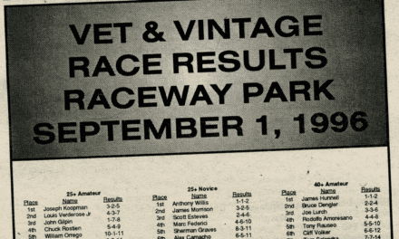 Raceway Park Vet and Vintage Race Results from 9/1/96